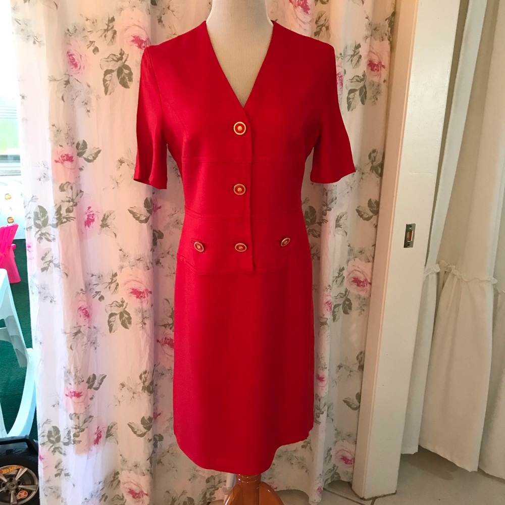 louis feraud red dress us10 Uk14 SIZE 10.